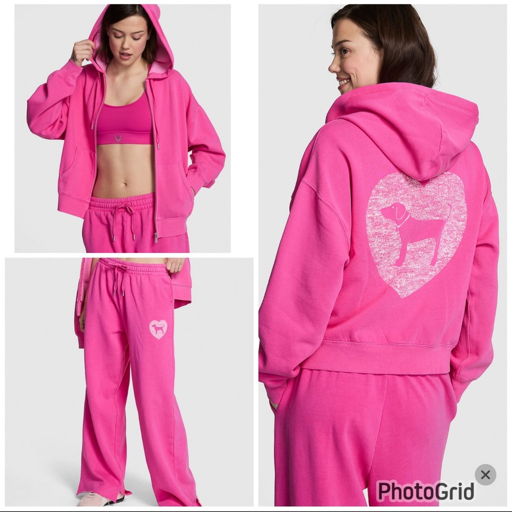 VS PINK PINK FIRE PUPPY DAY SWEATPANTS SET XL/XXL NWT